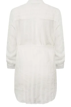 M&Co Womens M&Co White Tie Waist Textured Tunic Shirt
