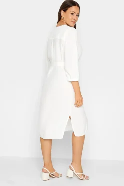 M&Co Womens M&Co White Tie Waist Tunic Dress