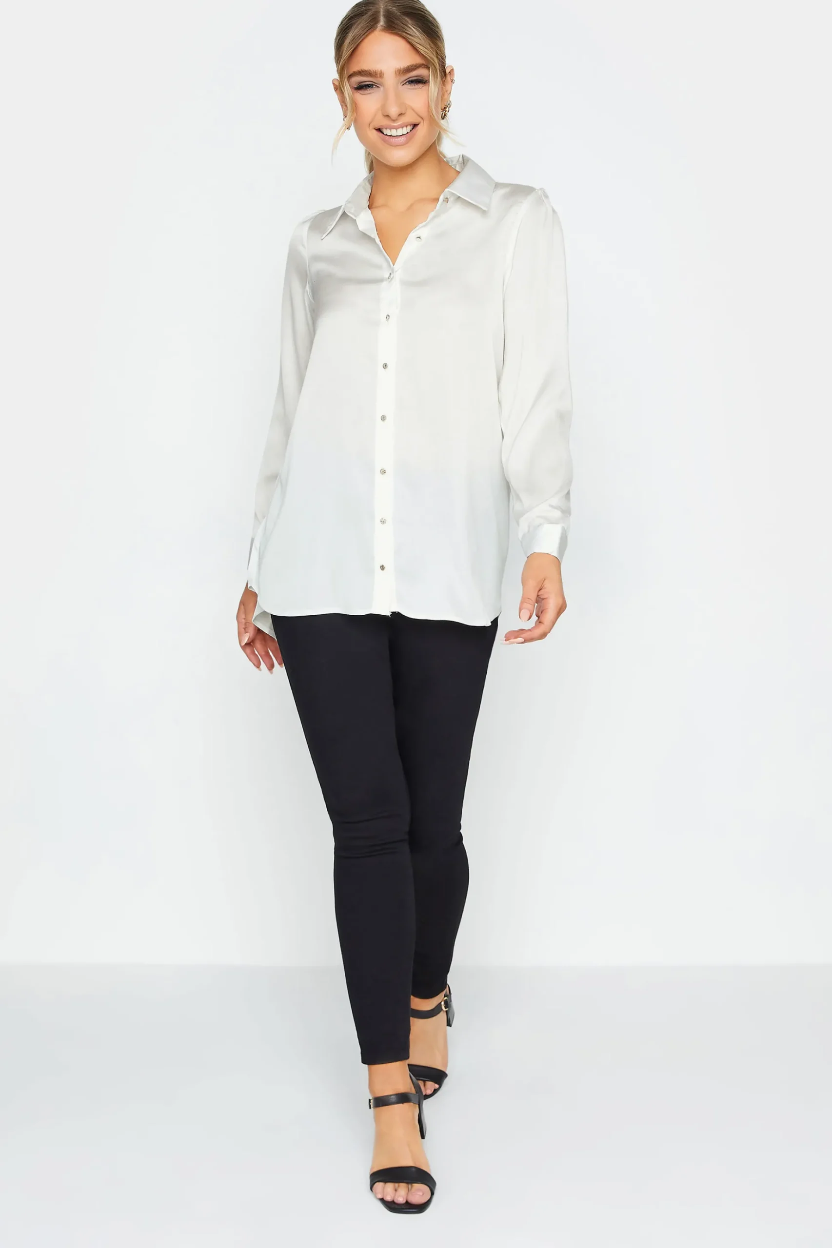 M&Co Womens M&Co White Tie Back Tunic Shirt