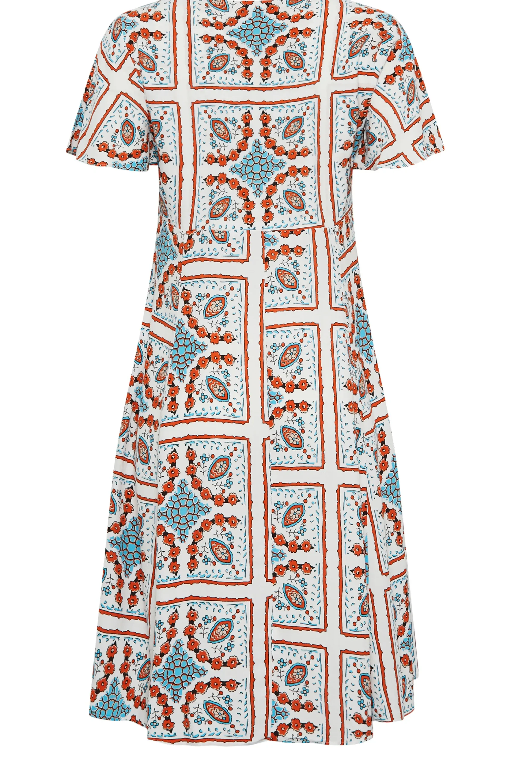 M&Co Womens M&Co White Tile Print Button Through Midi Dress