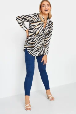 M&Co Womens M&Co White Zebra Print Tunic Shirt