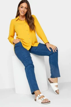 M&Co Womens M&Co Yellow Button Through Tunic Shirt
