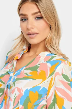 M&Co Womens M&Co Yellow Leaf Print Half Placket Shirt