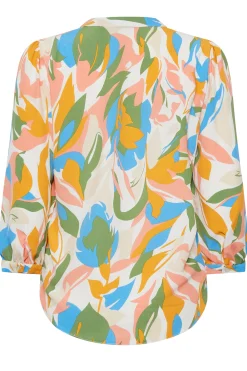 M&Co Womens M&Co Yellow Leaf Print Half Placket Shirt