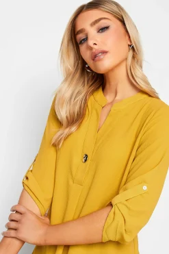M&Co Womens M&Co Yellow Long Sleeve Button Blouse