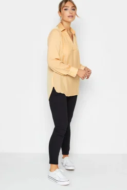 M&Co Womens M&Co Yellow Satin V-Neck Blouse