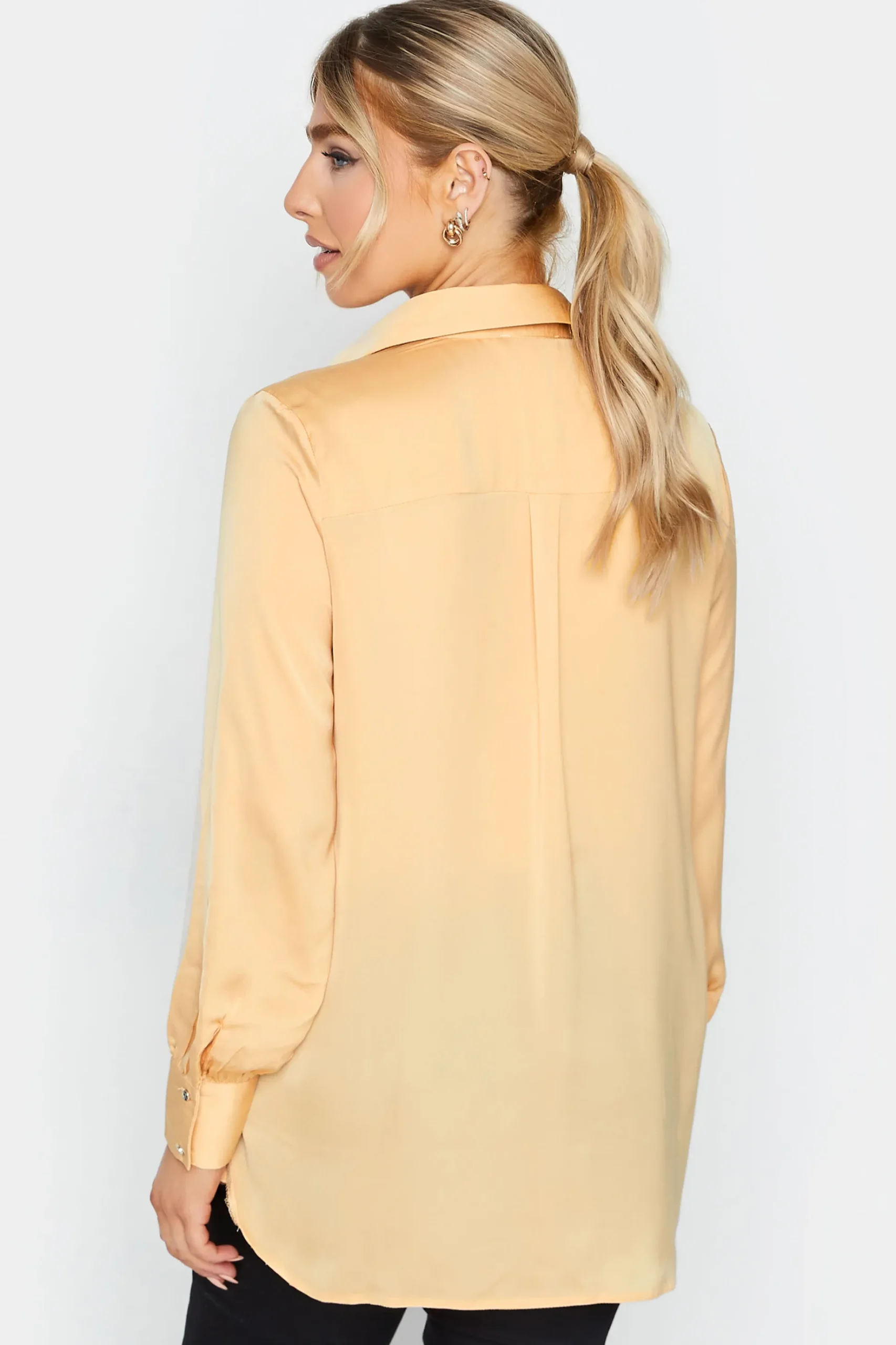 M&Co Womens M&Co Yellow Satin V-Neck Blouse
