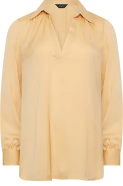 M&Co Womens M&Co Yellow Satin V-Neck Blouse