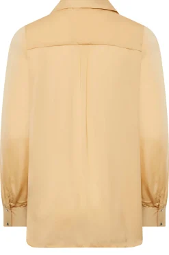 M&Co Womens M&Co Yellow Satin V-Neck Blouse