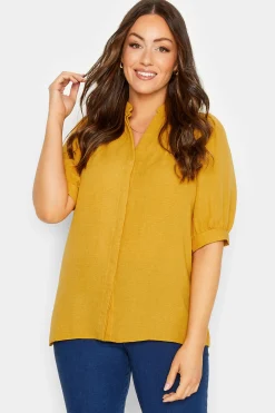 M&Co Womens M&Co Yellow Short Sleeve Blouse