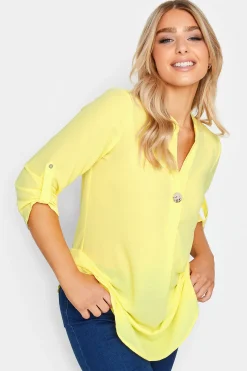 M&Co Womens M&Co Yellow Statement Button Tab Sleeve Shirt