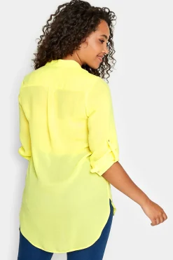 M&Co Womens M&Co Yellow Tab Sleeve Blouse