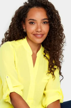 M&Co Womens M&Co Yellow Tab Sleeve Blouse