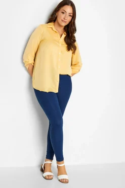 M&Co Womens M&Co Yellow Tab Sleeve Shirt