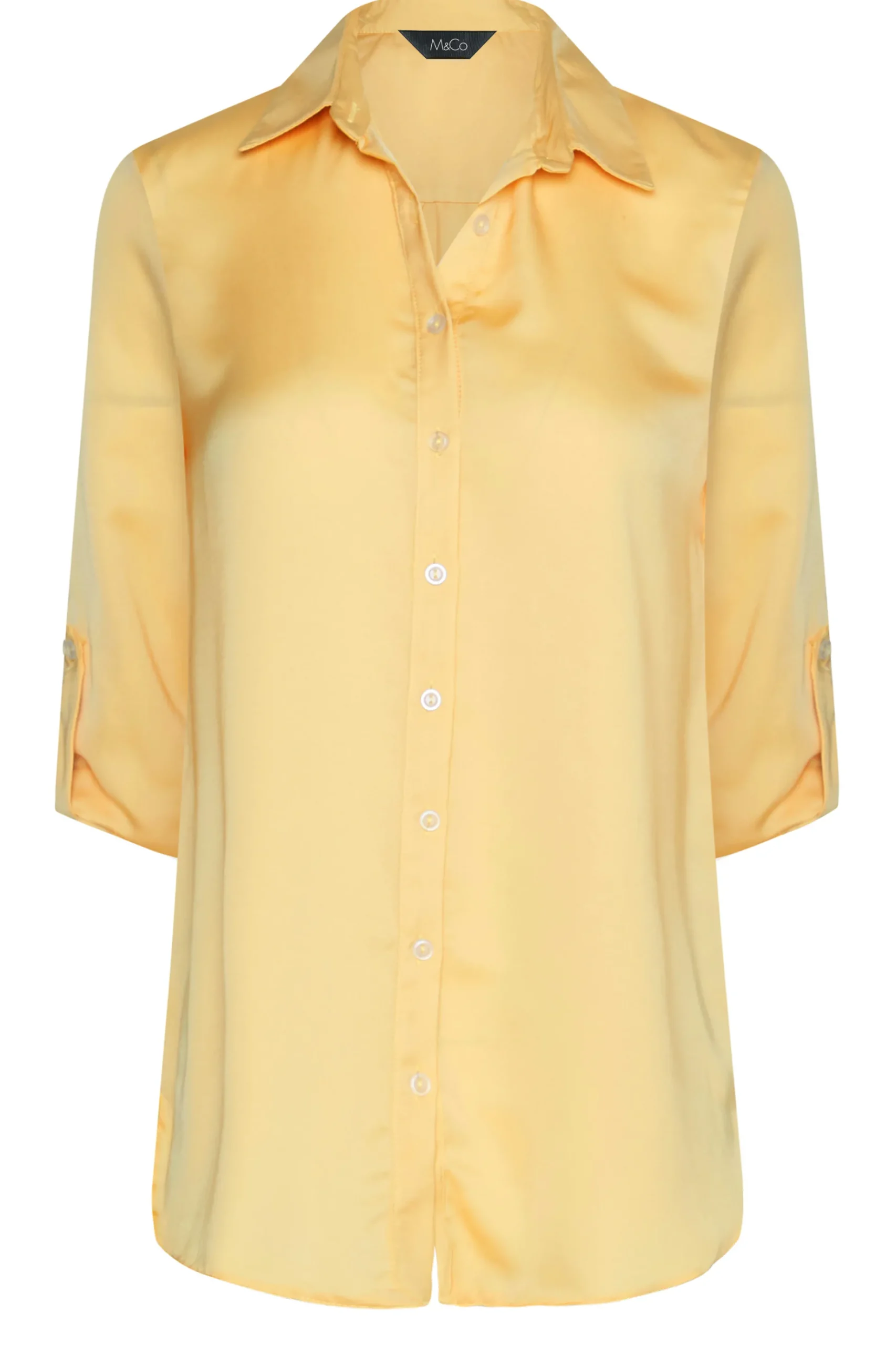 M&Co Womens M&Co Yellow Tab Sleeve Shirt