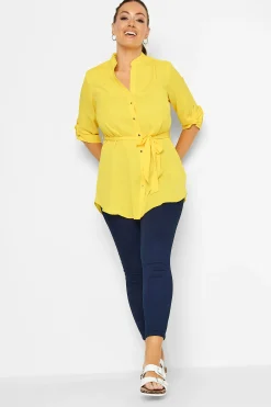 M&Co Womens M&Co Yellow Tie Waist Blouse