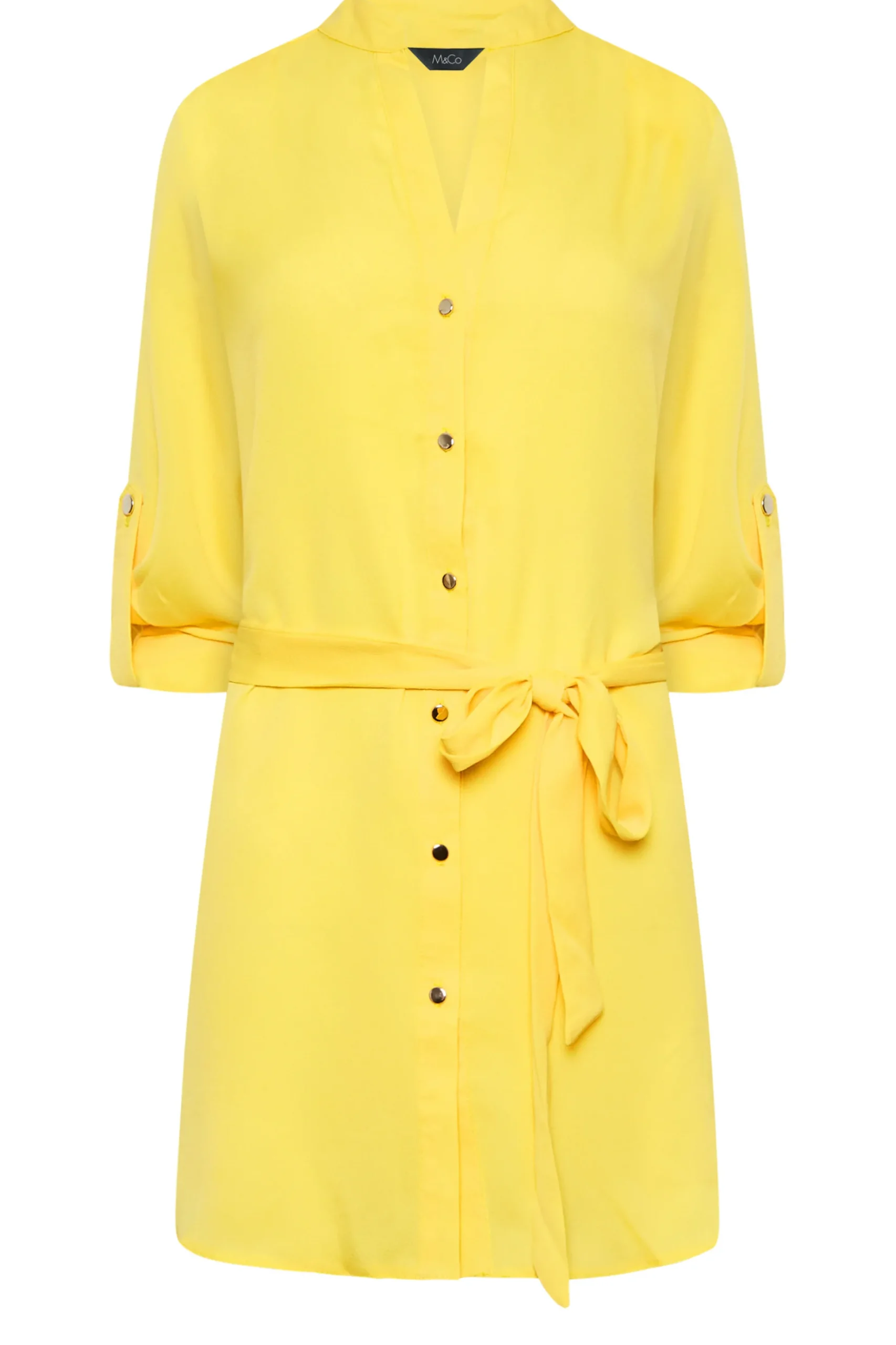 M&Co Womens M&Co Yellow Tie Waist Blouse