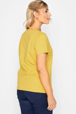 M&Co Womens M&Co Yellow V-Neck Cotton T-Shirt