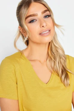 M&Co Womens M&Co Yellow V-Neck Cotton T-Shirt