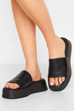 Pixiegirl Pixiegirl Black Flatform Mule Sandals In Standard Fit