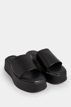 Pixiegirl Pixiegirl Black Flatform Mule Sandals In Standard Fit