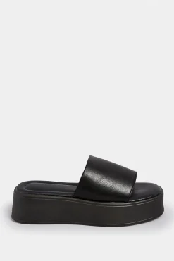Pixiegirl Pixiegirl Black Flatform Mule Sandals In Standard Fit