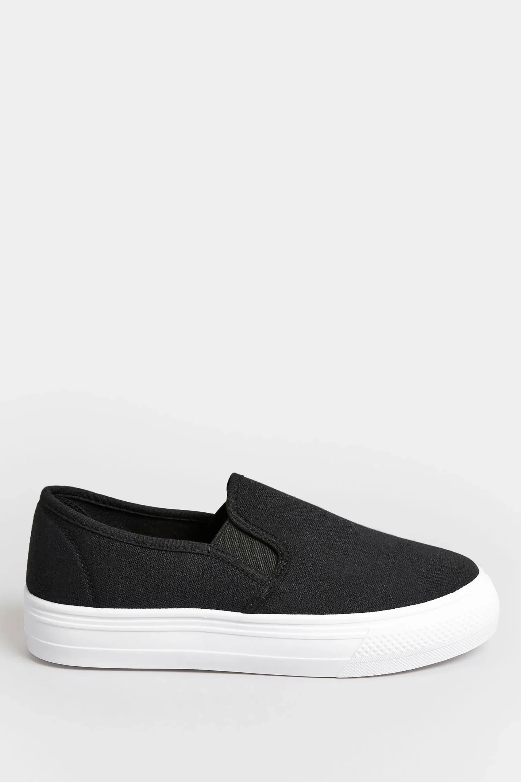 Pixiegirl Pixiegirl Black Canvas Slip On Flatform Trainers In Standard Fit