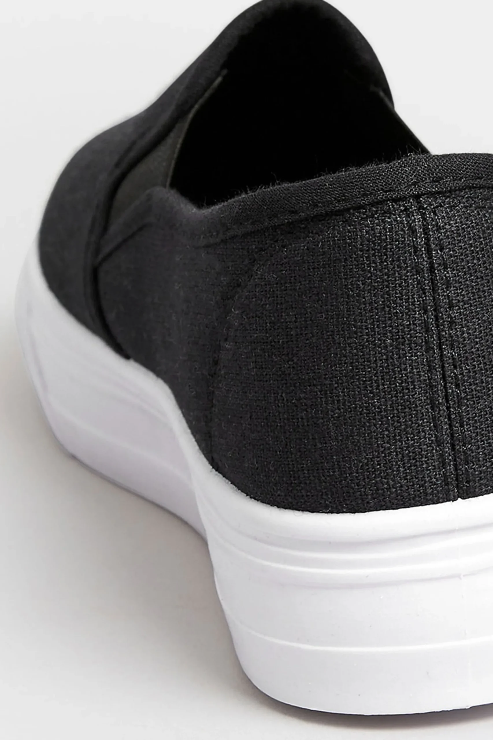 Pixiegirl Pixiegirl Black Canvas Slip On Flatform Trainers In Standard Fit