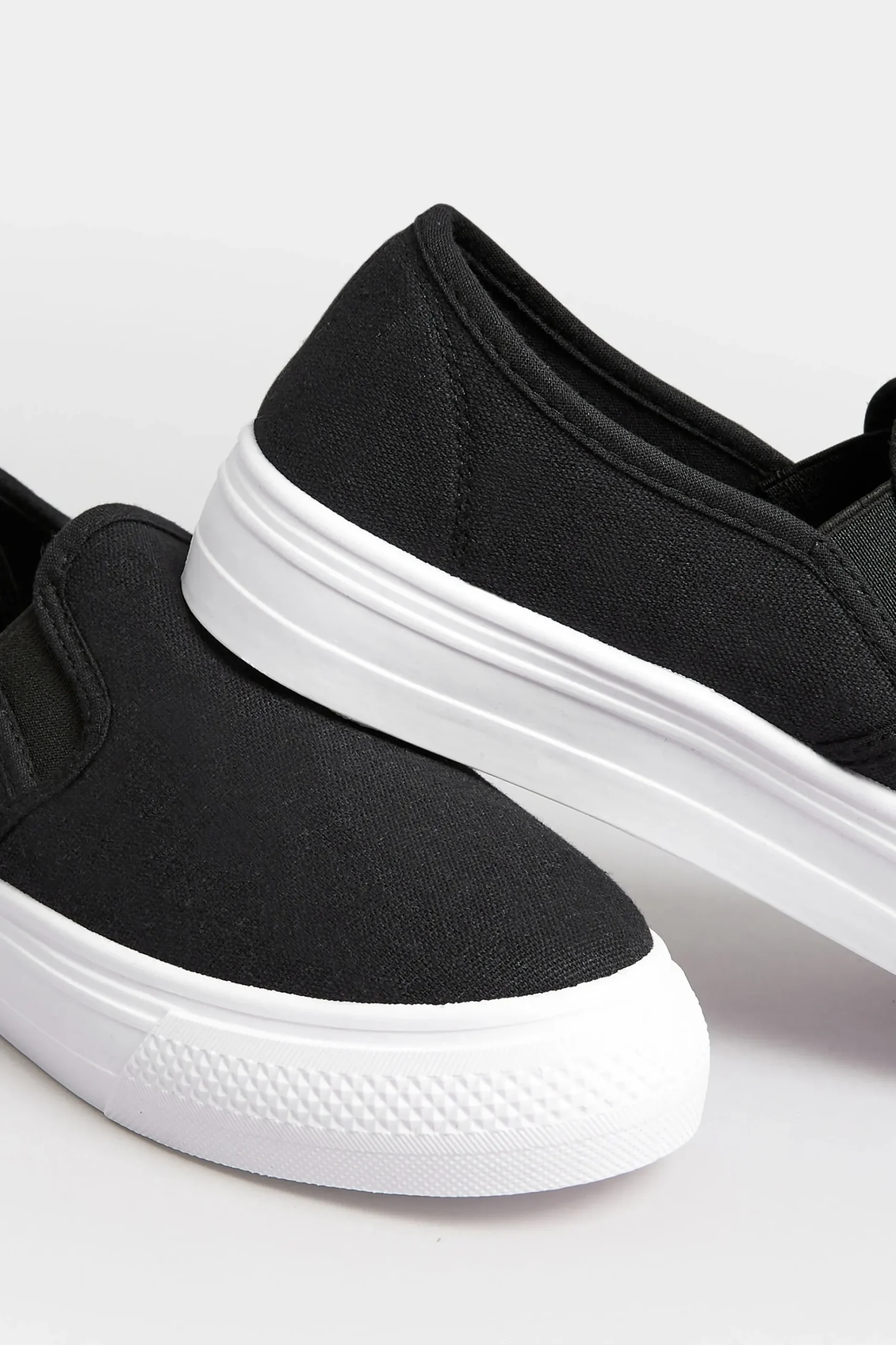 Pixiegirl Pixiegirl Black Canvas Slip On Flatform Trainers In Standard Fit