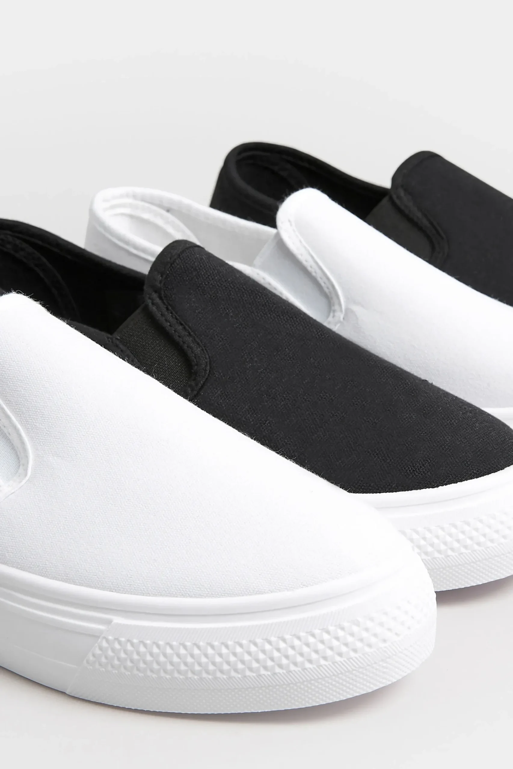 Pixiegirl Pixiegirl Black Canvas Slip On Flatform Trainers In Standard Fit