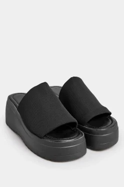Pixiegirl Pixiegirl Black Wedge Platform Mule Sandals In Standard Fit