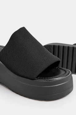 Pixiegirl Pixiegirl Black Wedge Platform Mule Sandals In Standard Fit