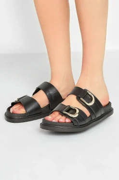 Pixiegirl Pixiegirl Black Buckle Strap Sandals In Standard D Fit