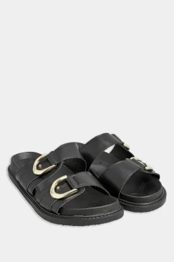 Pixiegirl Pixiegirl Black Buckle Strap Sandals In Standard D Fit