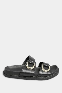 Pixiegirl Pixiegirl Black Buckle Strap Sandals In Standard D Fit