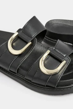 Pixiegirl Pixiegirl Black Buckle Strap Sandals In Standard D Fit