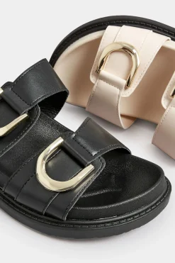 Pixiegirl Pixiegirl Black Buckle Strap Sandals In Standard D Fit