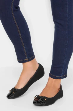 Pixiegirl Pixiegirl Black Patent Toe Cap Ballerina Pumps In Standard Fit