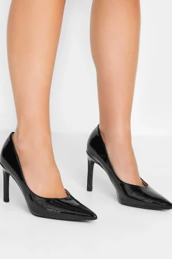 Pixiegirl Pixiegirl Black Patent Pointed Court Shoes In Standard Fit