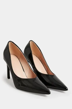Pixiegirl Pixiegirl Black Patent Pointed Court Shoes In Standard Fit