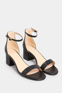Pixiegirl Pixiegirl Black Mid Block Heel Sandals In Standard Fit