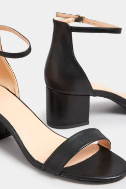 Pixiegirl Pixiegirl Black Mid Block Heel Sandals In Standard Fit