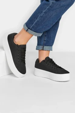 Pixiegirl Pixiegirl Black Canvas Platform Trainers In Standard Fit