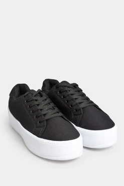 Pixiegirl Pixiegirl Black Canvas Platform Trainers In Standard Fit