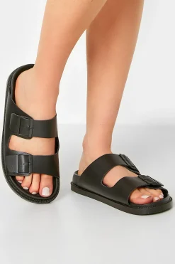 Pixiegirl Pixiegirl Black Two Buckle Sandals In Standard Fit