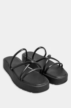 Pixiegirl Pixiegirl Black Strappy Flatform Sandals In Standard Fit