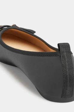 Pixiegirl Pixiegirl Black Faux Leather Bow Ballet Pumps In Standard Fit