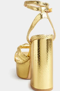 Pixiegirl Pixiegirl Gold Shine Platform Heels In Standard Fit