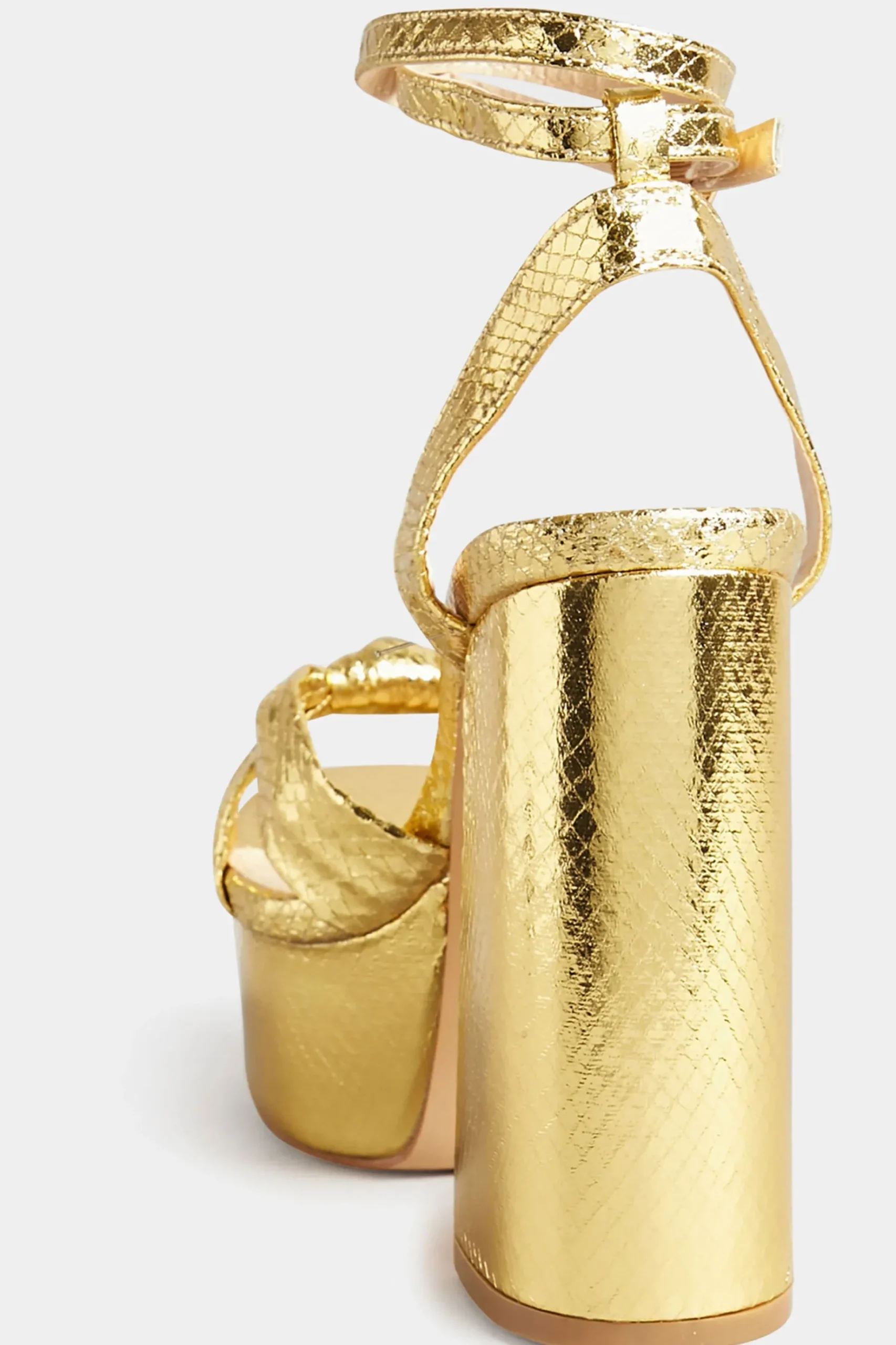 Pixiegirl Pixiegirl Gold Shine Platform Heels In Standard Fit