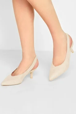 Pixiegirl Pixiegirl Nude Slingback Kitten Heel Court Shoes In Standard Fit